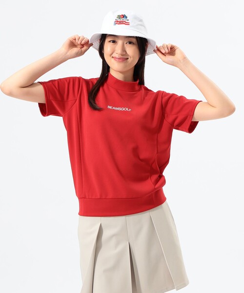 「BEAMS GOLF」 半袖Tシャツ LARGE レッド レディース
