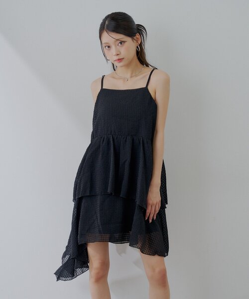 Chico ワンピース ティアードサイドドロップフリルミニ