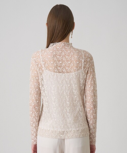 ANAYI（アナイ） tシャツ ストレッチレースモックネック プルオーバー