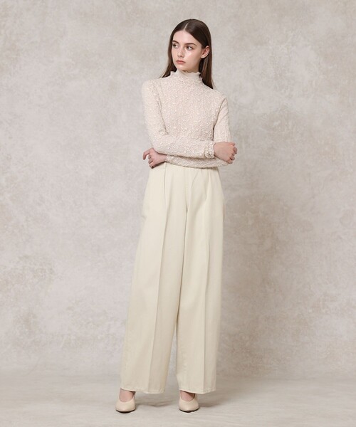 ANAYI（アナイ） tシャツ ストレッチレースモックネック プルオーバー