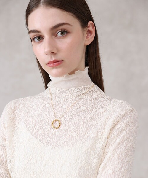 ANAYI（アナイ） tシャツ ストレッチレースモックネック プルオーバー