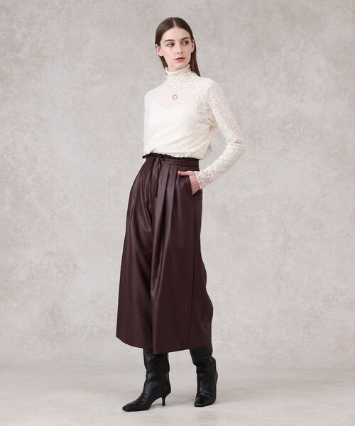 ANAYI（アナイ） tシャツ ストレッチレースモックネック プルオーバー