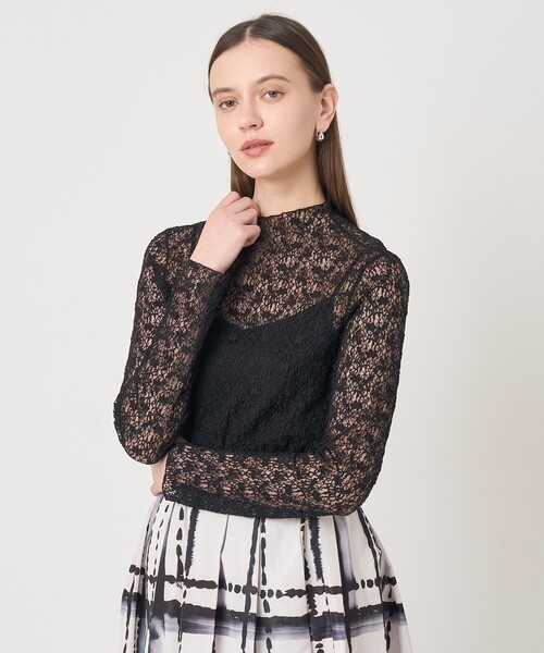 anayi アナイ　Tシャツ カットソー トップス　レース ANAYI（アナイ） tシャツ ストレッチレースモックネック プルオーバー