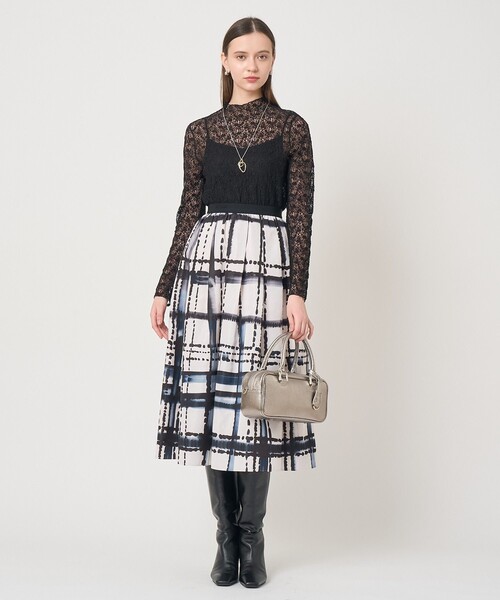 ANAYI（アナイ） tシャツ ストレッチレースモックネック プルオーバー