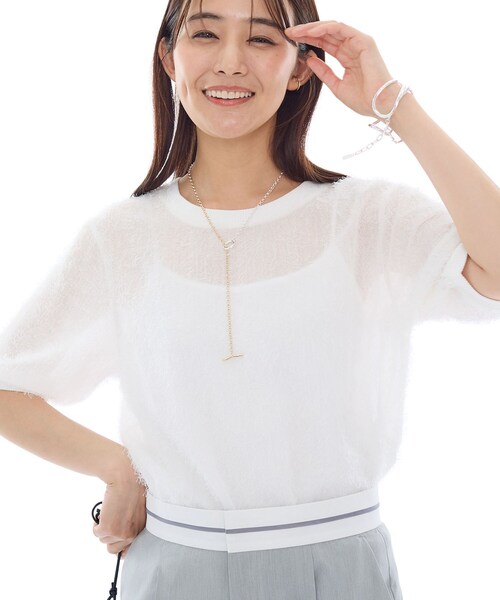 ブラウス シャツ 「接触冷感」ヘアリージャカードトップス レディース
