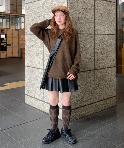 Ray BEAMS（レイ ビームス） スカート フェイクレザー プリーツ ミニ