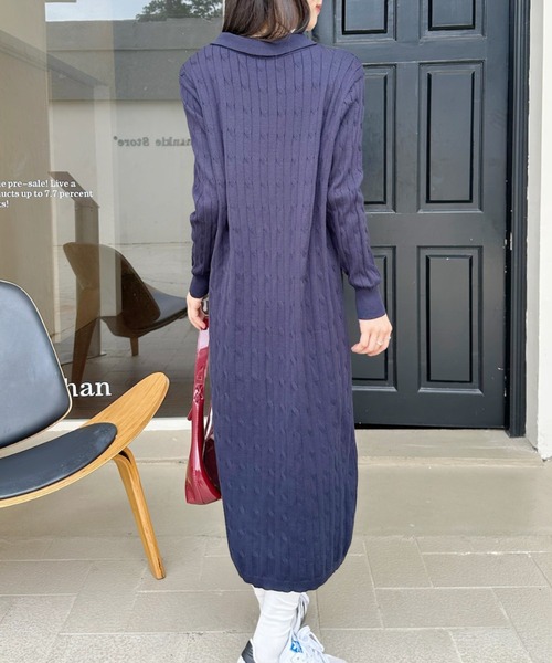 Ada. ワンピース ポロ襟 ケーブル ニット ワンピース : ZOZOTOWN Yahoo