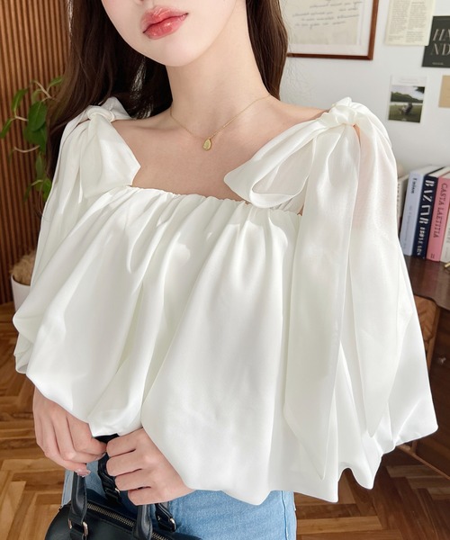 「moment+」 半袖ブラウス L オフホワイト レディース_画像2