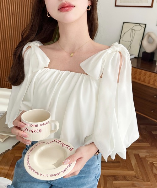 「moment+」 半袖ブラウス L オフホワイト レディース_画像4