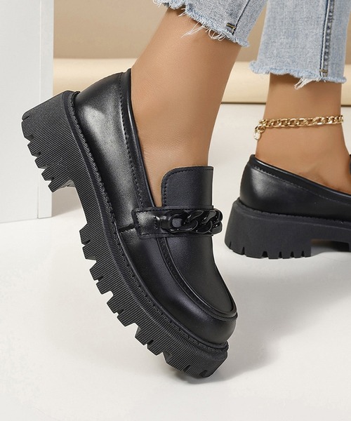 MAISON SELECT ローファー 9C87 チェーンモチーフ厚底ローファー