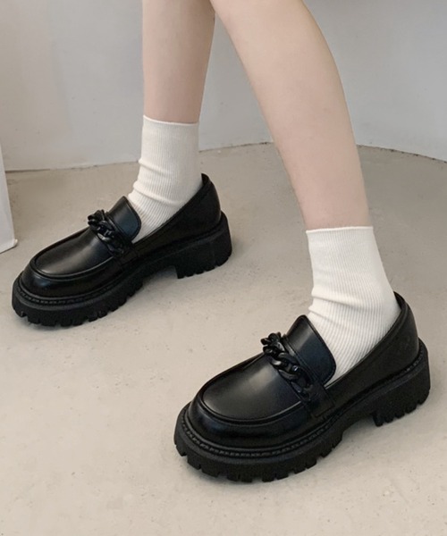 MAISON SELECT ローファー 9C87 チェーンモチーフ厚底ローファー