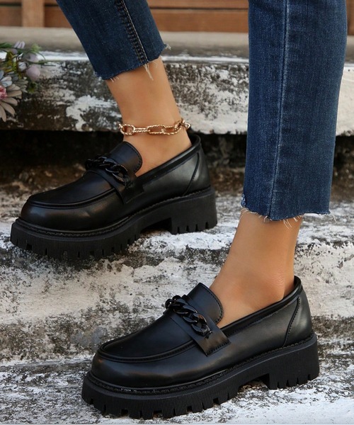 MAISON SELECT ローファー 9C87 チェーンモチーフ厚底ローファー