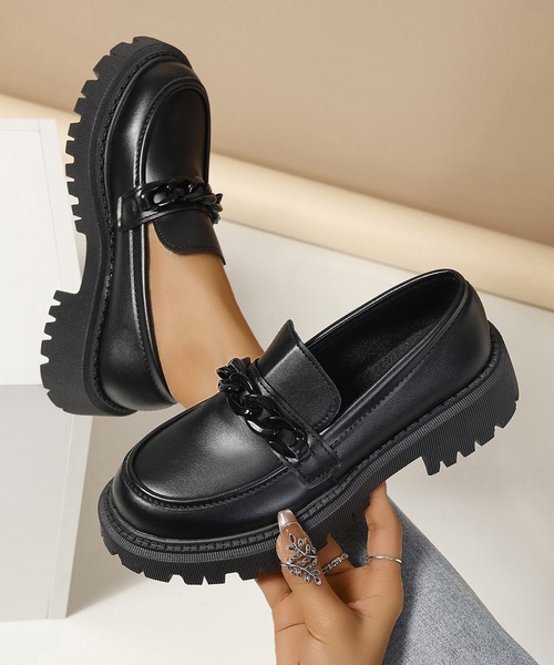 MAISON SELECT ローファー 9C87 チェーンモチーフ厚底ローファー