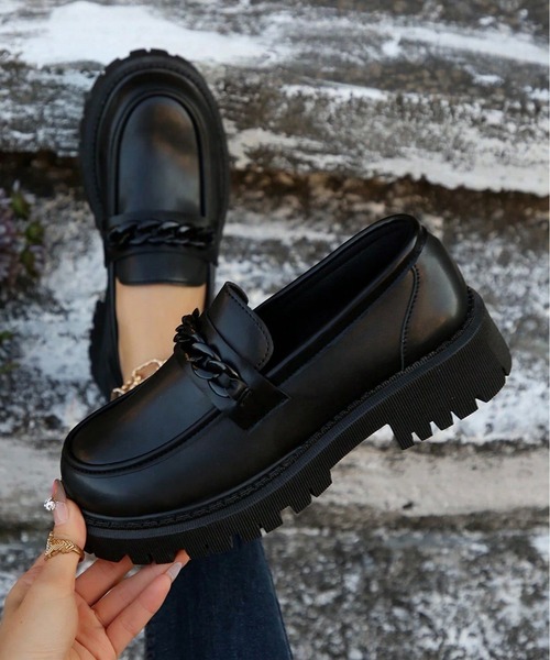 MAISON SELECT ローファー 9C87 チェーンモチーフ厚底ローファー