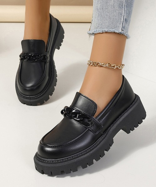 MAISON SELECT ローファー 9C87 チェーンモチーフ厚底ローファー