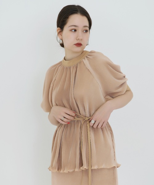 「TINA:JOJUN」 半袖ブラウス M ピンクベージュ レディース_画像6