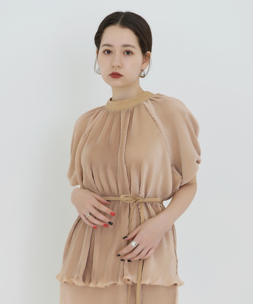 「TINA:JOJUN」 半袖ブラウス M ピンクベージュ レディース_画像7