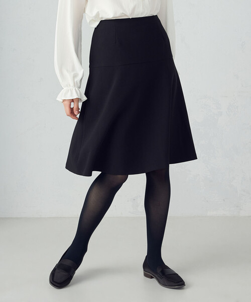 COMME CA ISM ブラック フレアスカート COMME CA ISM（コムサイズム） スカート ミディ丈 フレアスカート