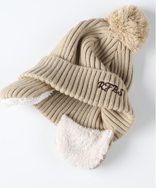 Right-on（ライトオン） ニット帽 ニットキャップ 「Refurbish」耳付き