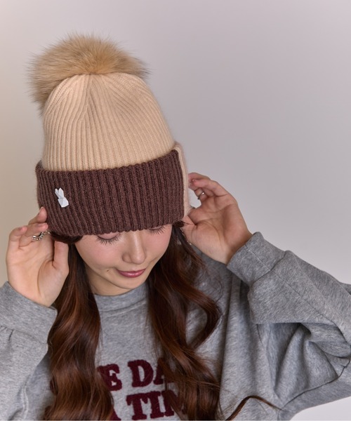 inverni フォックスファー ポンポンニット帽 CA4LA（カシラ） 最大51%☆5/3限定 帽子 ニット帽 レディース 秋冬
