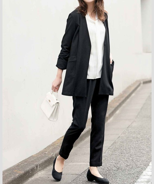 「Live in comfort」 ノーカラージャケット - ブラック レディース_画像2