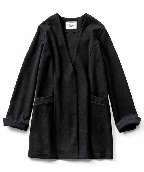 「Live in comfort」 ノーカラージャケット - ブラック レディース_画像4