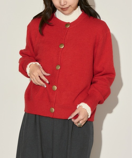 H.TOKYO カーディガン ビッグボタンクルーネックカーディガン