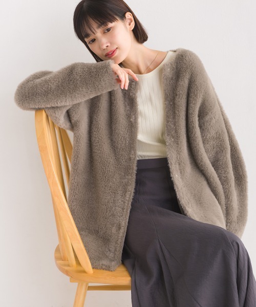 OMNES（オムネス） カーディガン フェザーヤーンダブルフェイスニット