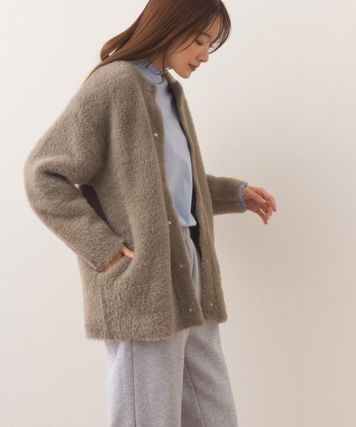 OMNES（オムネス） カーディガン フェザーヤーンダブルフェイスニット