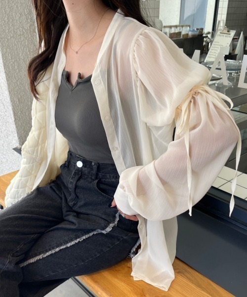 「nemne store」 長袖ブラウス MEDIUM ピンク レディース_画像5