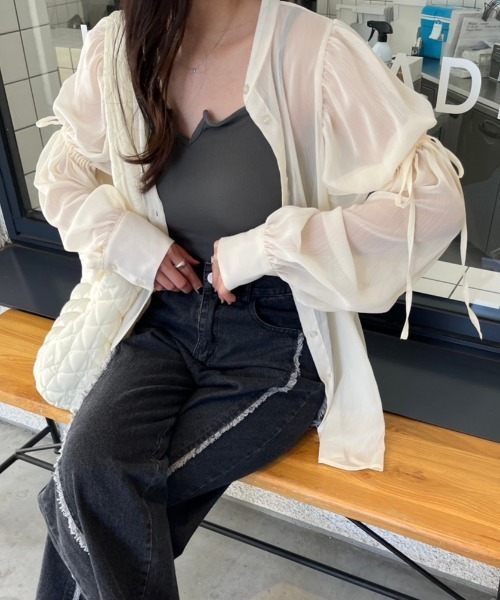 「nemne store」 長袖ブラウス MEDIUM ピンク レディース_画像6