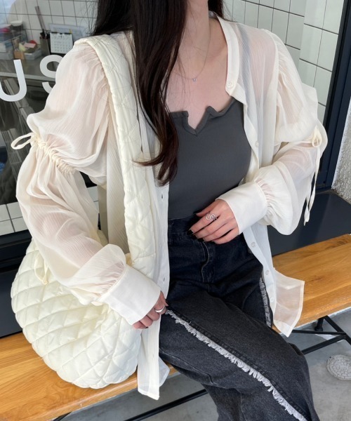 「nemne store」 長袖ブラウス MEDIUM ピンク レディース_画像7