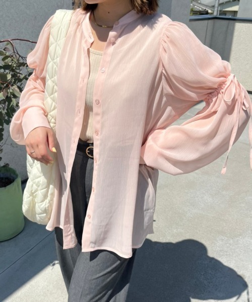 「nemne store」 長袖ブラウス MEDIUM ピンク レディース_画像9