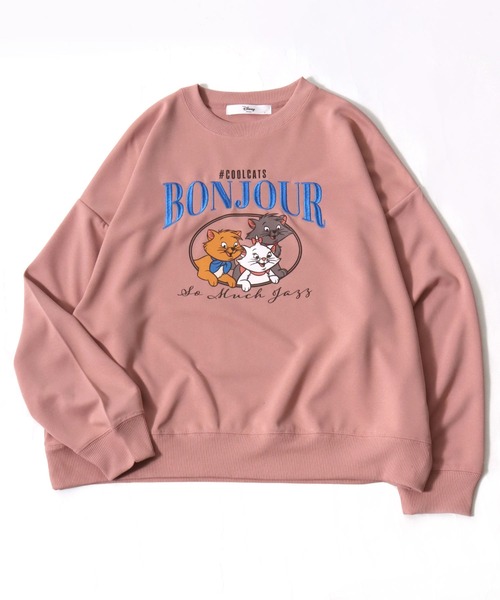 マリー　ディズニー 裏毛　おしゃれキャット トレーナー レディース　サガラ刺繍 Disney（ディズニー） トレーナー スウェット 2026SS Disney