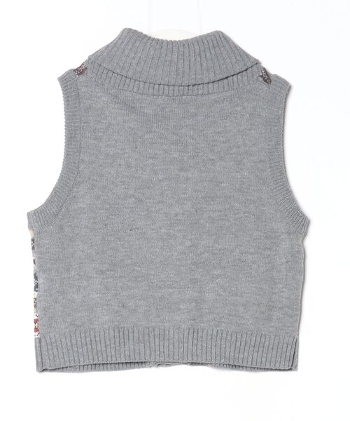 「Balancoire」 ボーダー柄ノースリーブニット 3L グレー レディース_画像2