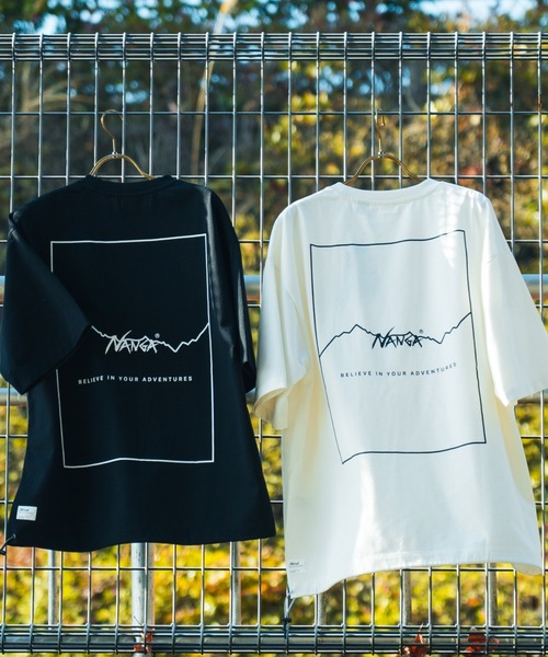 tシャツ 「NANGA/ナンガ」 別注 ルーズフィット スクエアロゴバックプリント ドローコードTシャツ「追加」 レディース メンズの画像