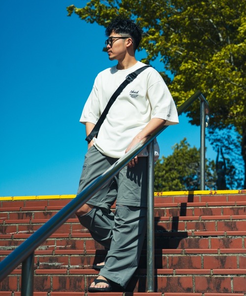 tシャツ 「NANGA/ナンガ」 別注 ルーズフィット スクエアロゴバックプリント ドローコードTシャツ「追加」 レディース メンズの画像