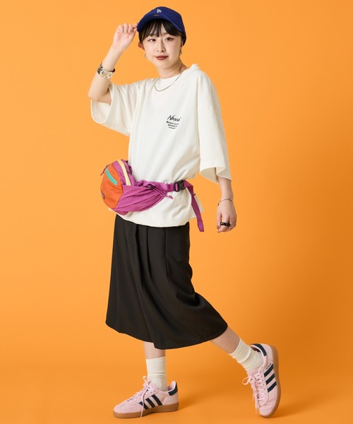 tシャツ 「NANGA/ナンガ」 別注 ルーズフィット スクエアロゴバックプリント ドローコードTシャツ「追加」 レディース メンズの画像