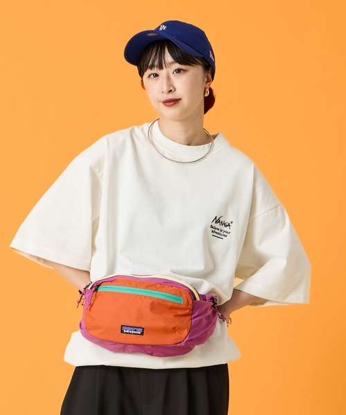 tシャツ 「NANGA/ナンガ」 別注 ルーズフィット スクエアロゴバックプリント ドローコードTシャツ「追加」 レディース メンズの画像
