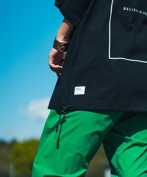 tシャツ 「NANGA/ナンガ」 別注 ルーズフィット スクエアロゴバックプリント ドローコードTシャツ「追加」 レディース メンズの画像