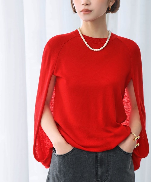 「ELFRANK」 ノースリーブニット FREE レッド レディース_画像8