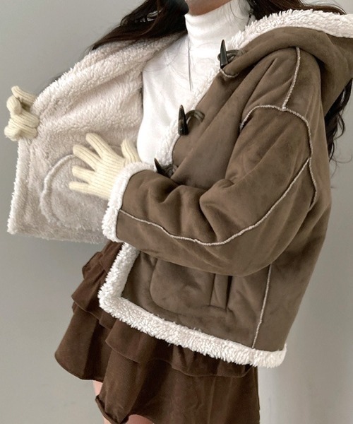 Riff（リフ） ダッフルコート コート ボアダッフルショート丈コート