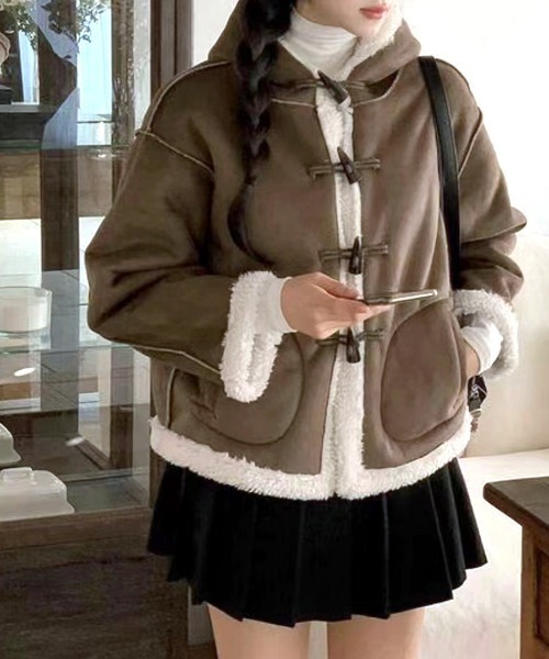 Riff（リフ） ダッフルコート コート ボアダッフルショート丈コート