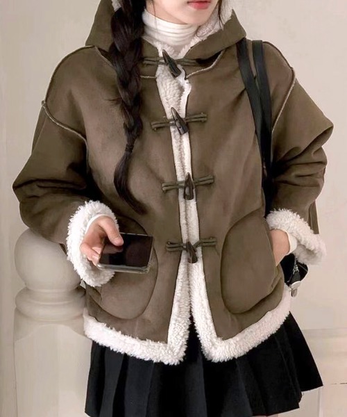 Riff（リフ） ダッフルコート コート ボアダッフルショート丈コート