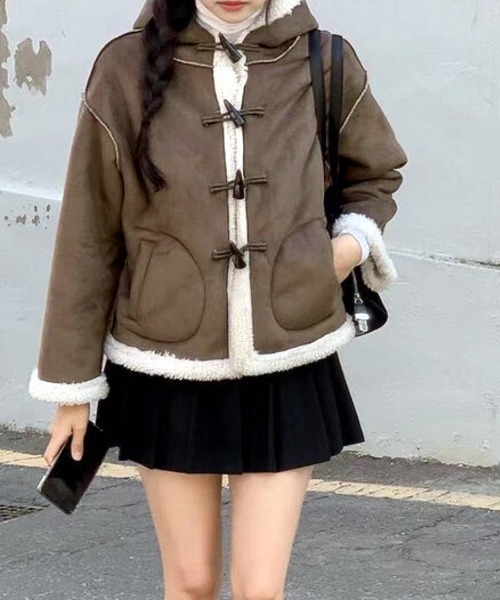 Riff（リフ） ダッフルコート コート ボアダッフルショート丈コート