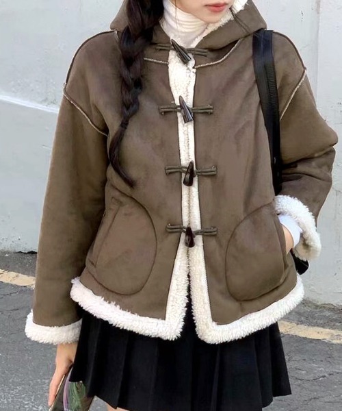 Riff（リフ） ダッフルコート コート ボアダッフルショート丈コート