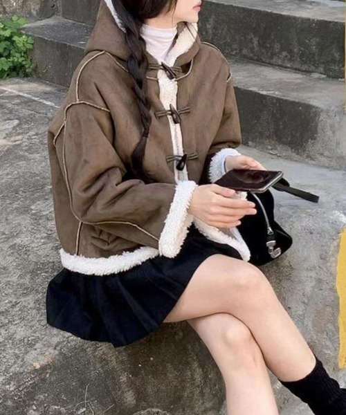 Riff（リフ） ダッフルコート コート ボアダッフルショート丈コート