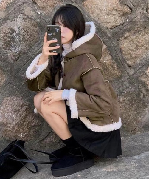 Riff（リフ） ダッフルコート コート ボアダッフルショート丈コート