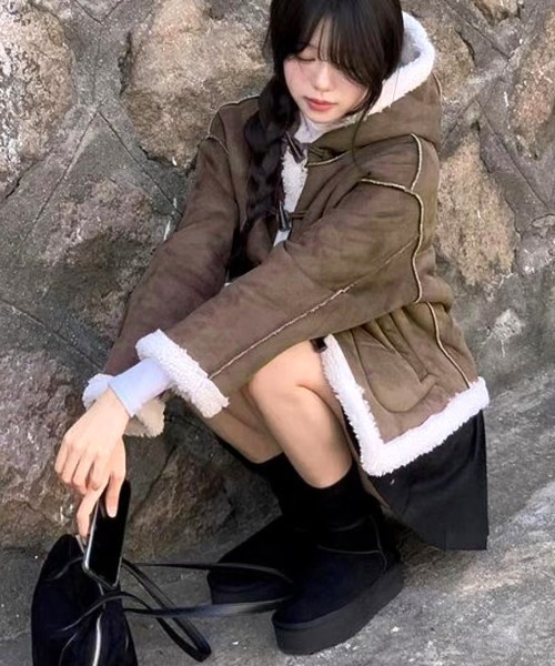 Riff（リフ） ダッフルコート コート ボアダッフルショート丈コート