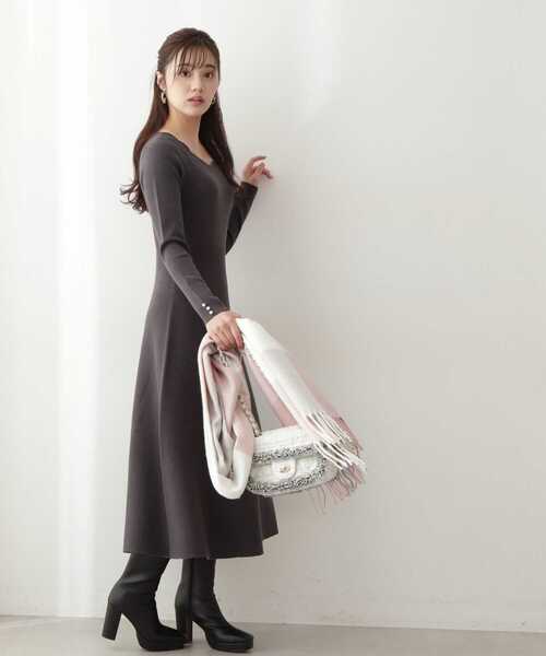 「PROPORTION BODY DRESSING」 ニットワンピース SMALL グレー レディース_画像6